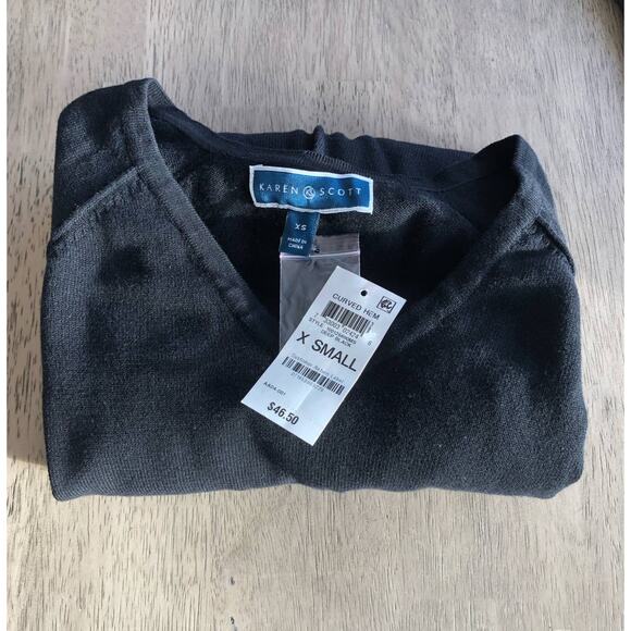 Karen Scott Black Curved Hem Knit Sweater -XS - Picture 4 of 4